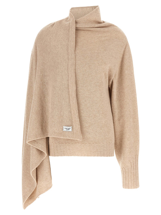 Sweater With Scarf Sweaters And Cardigans Beige