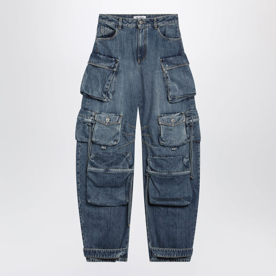 Fern Washed Blue Cargo Trousers