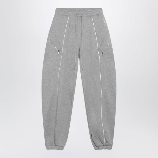 Long Jogger Pants In Melange Grey Cotton Jersey