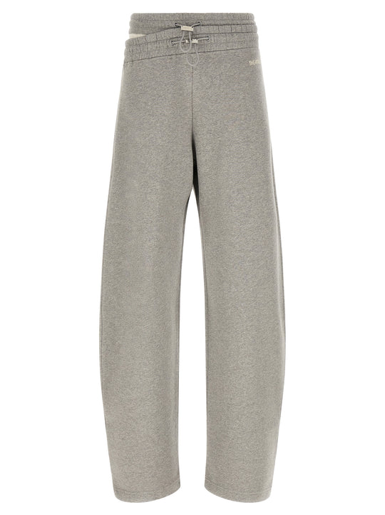 Asymmetrical Double Waist Trousers Pants Gray