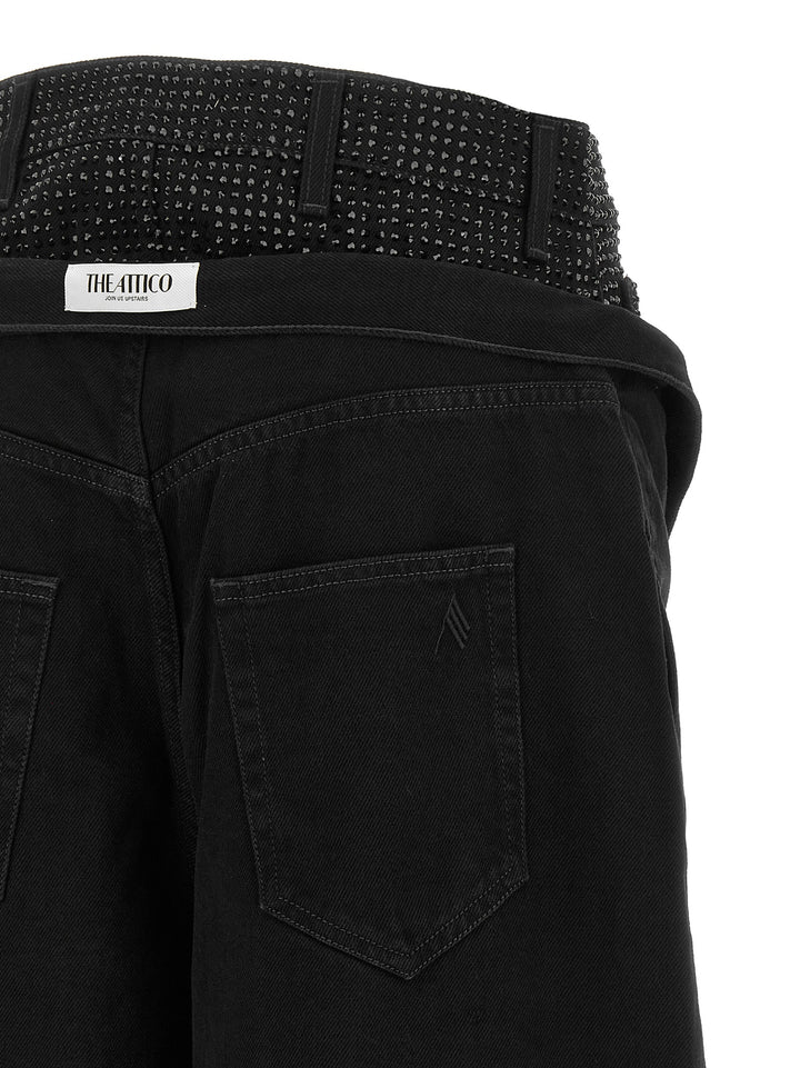 The Attico Crystal Insert Jeans - Black | fde63be582bcafca20361c336f5ff9ef0c126e72