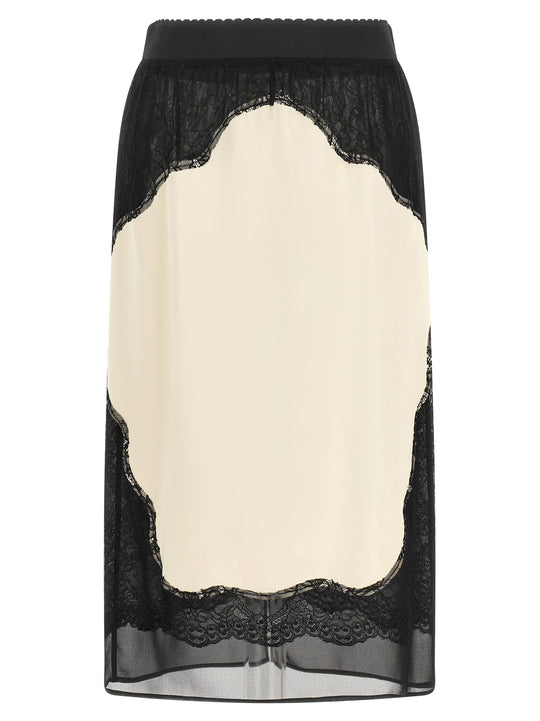 Lace Insert Skirt Skirts White/Black