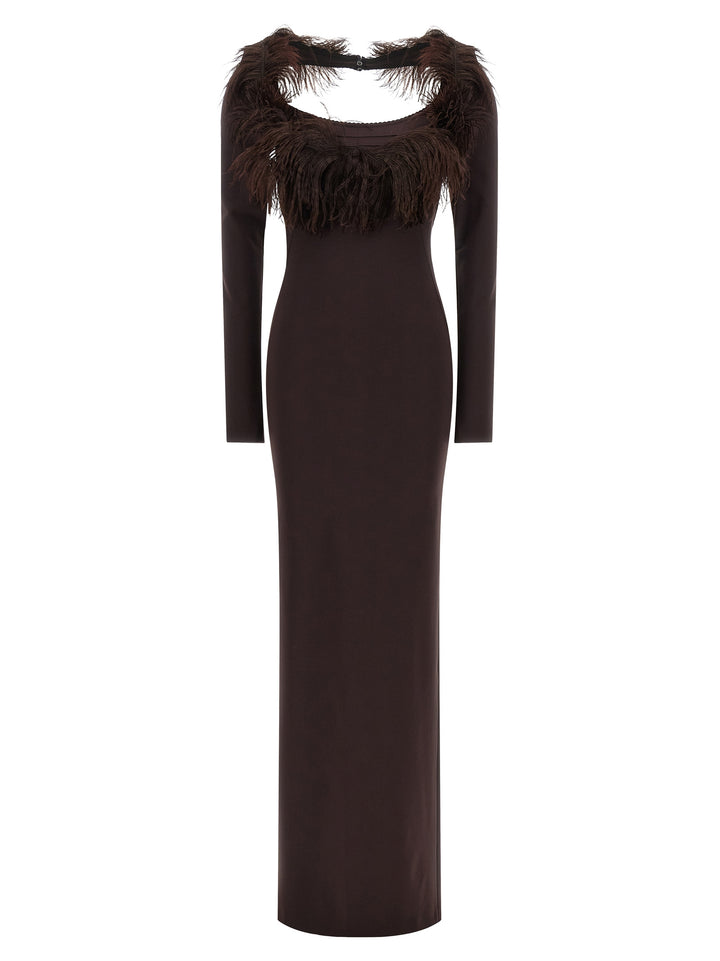 The Attico Feather Dress Dresses - Brown | be1d0524160a842fad07653b634855755a4c01ed