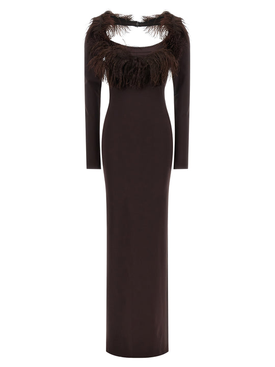 Feather Dress Dresses Brown