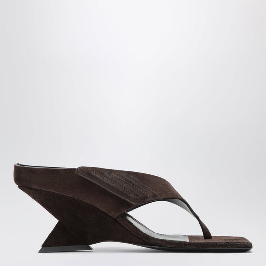 Cheope Suede Thong Sandals In Dark Brown