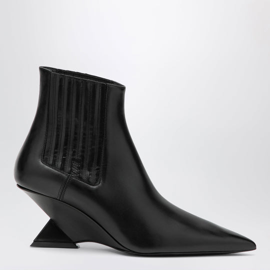 Cheope Wedge-Heel Ankle Boots In Black Calfskin