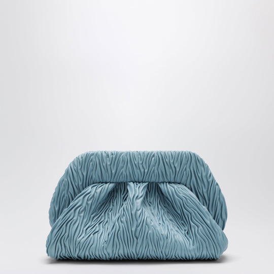 Blue Ruched Vegan Leather Bios Clutch