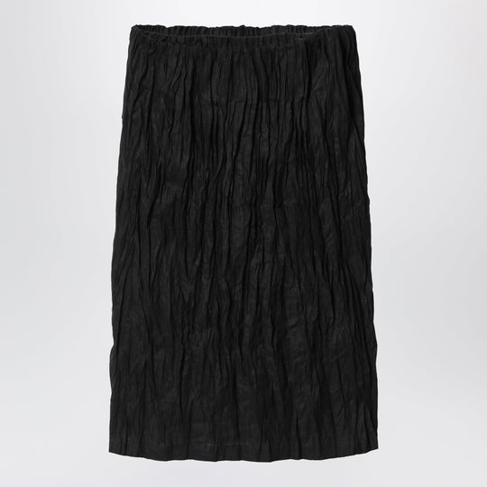 Black Crinkled Linen Skirt