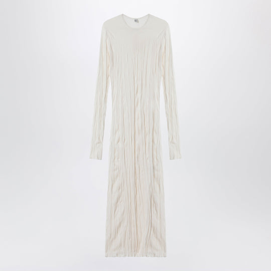 Light Apricot Crinkled Knit Dress