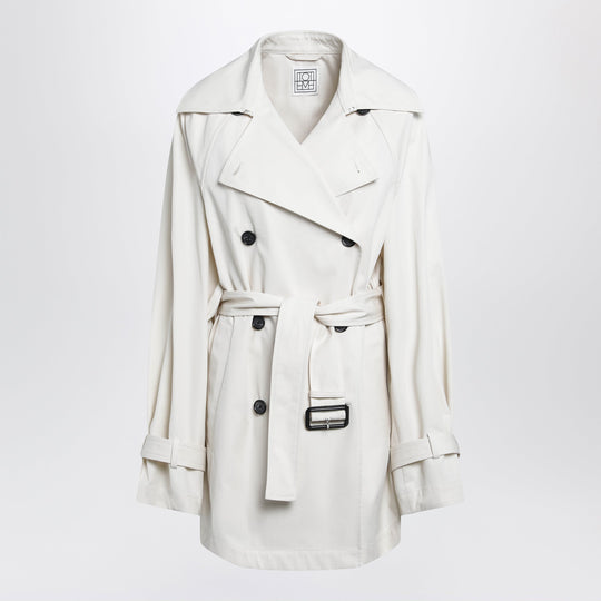 Ivory Double-Breasted Cotton Trench Coat