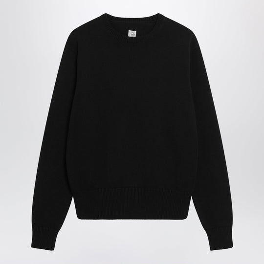 Black Cotton Crew Neck Jumper