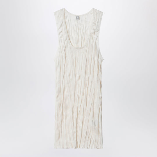 Long Light Apricot Crinkled Knit Top