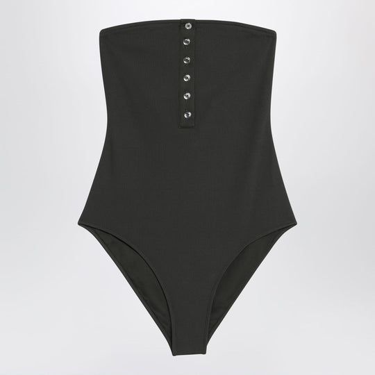 Strapless One-Piece Swimsuit Dark Green
