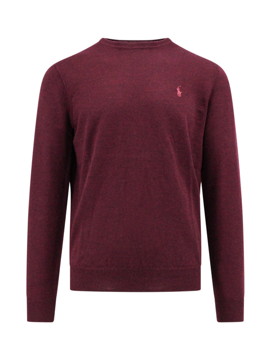Wool Slim Fit Sweater With Logo Embroidery