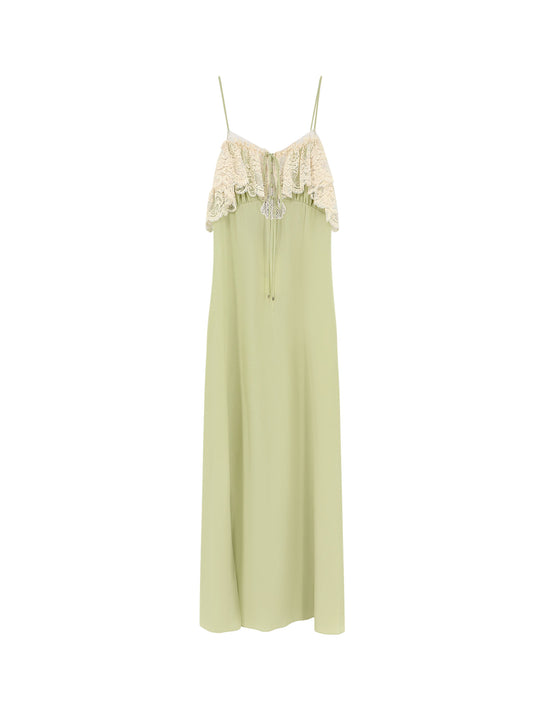 Silk Dress With Lace Inserts