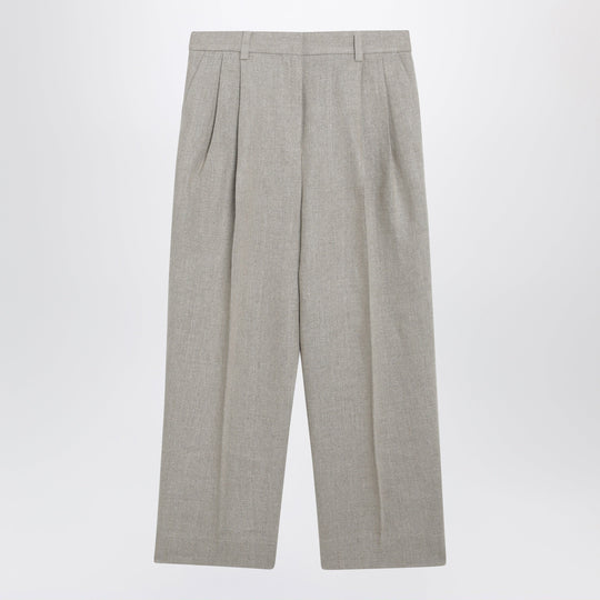 Beige High-Waisted Linen Shorts