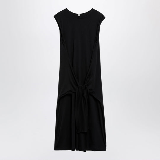 Maxi Jersey Dress With Belt In Black Cotton