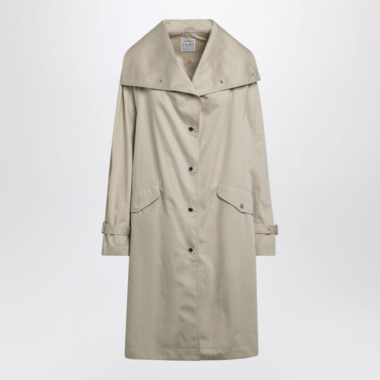 Oversize Organic Cotton Trench Coat In Beige