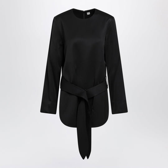 Heavy Satin Tunic With Belt In Black