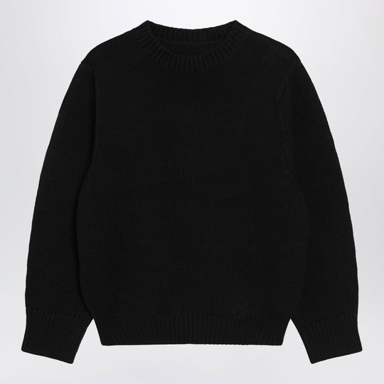 Oversized Crewneck Sweater In Black Cotton