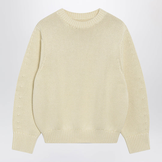 Oversized Crewneck Sweater In Cream Cotton