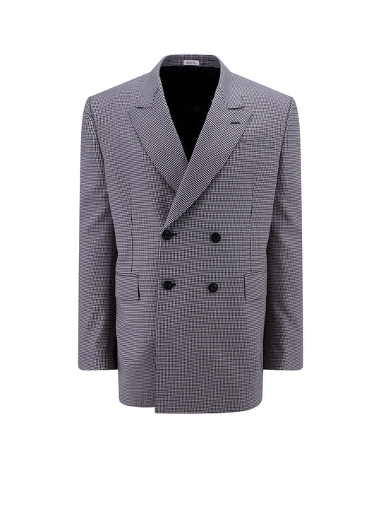 Wool Blazer With Pied-De-Poule Motif