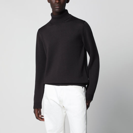Brown Wool Turtleneck Sweater