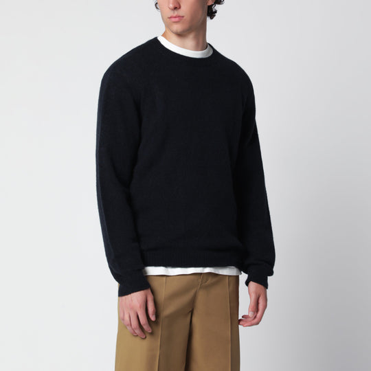 Navy Blue Wool-Blend Sweater