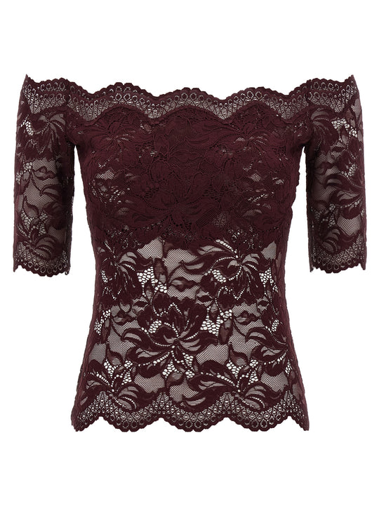 Lace Top Tops Purple
