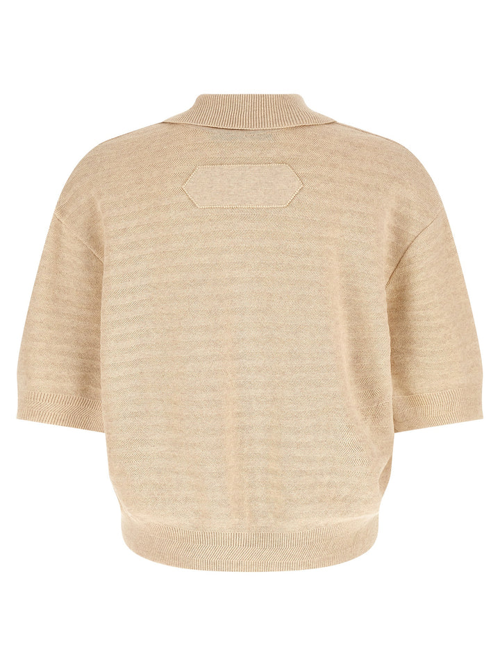 Jacquemus Le  Maille Chevron Polo - Beige | c25c0b57a29bd13e09c09a1a7945956426c7911b