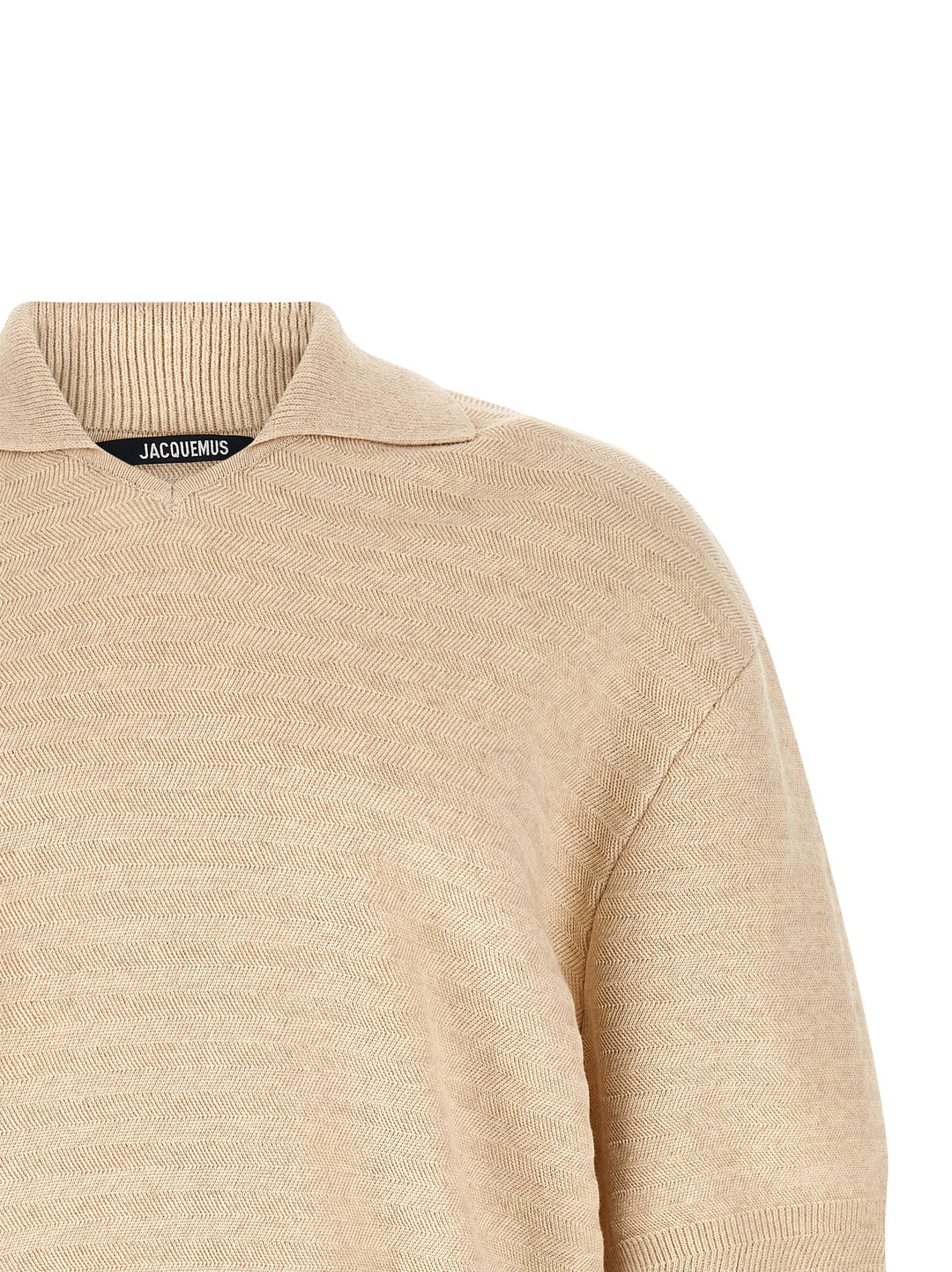 Jacquemus Le  Maille Chevron Polo - Beige | c263f632e0d0d4069e9efc6ed02df87891309169