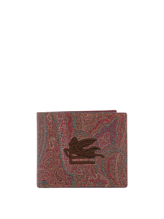 Coated Canvas Wallet With Paisley Motif