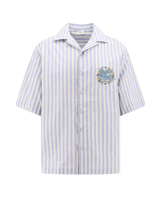 Striped Cotton Shirt With Pegaso Embroidery