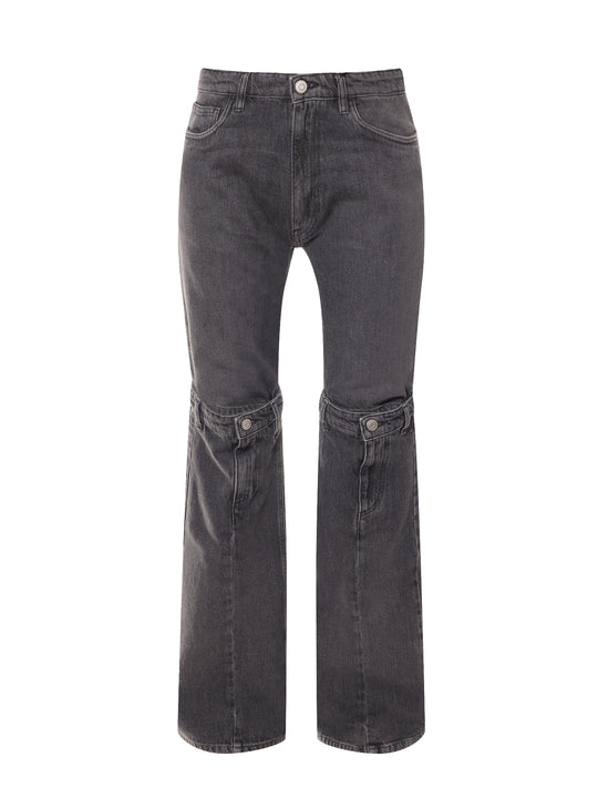 Open Knee Black Denim Trouser