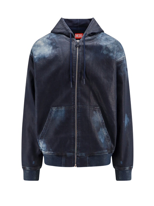 Coated Cotton Sweatshirt With Embroidered Logo