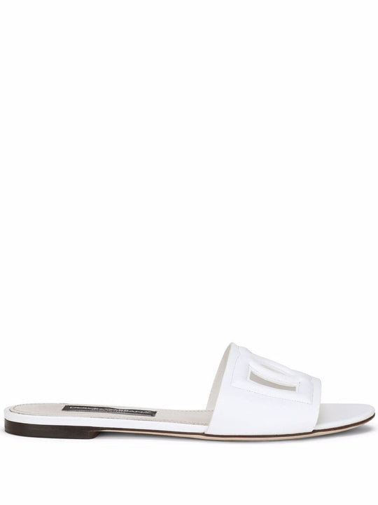 Dg Millennials Logo Leather Flat Slides