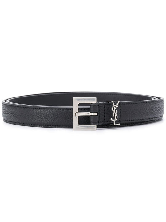 Grained Leather Cassandre Thin Belt With Square Buckle