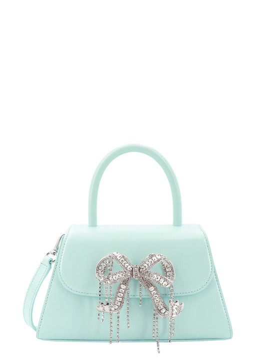 Leather Handbag With Frontal Bow