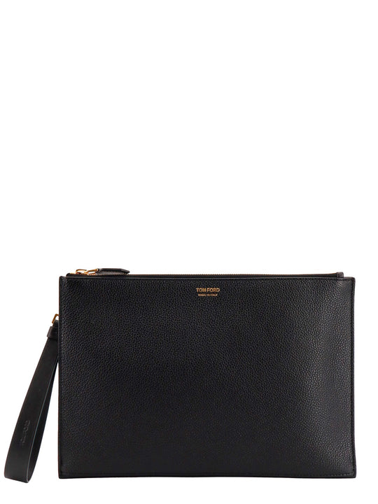 Leather Clutch With Logo Print