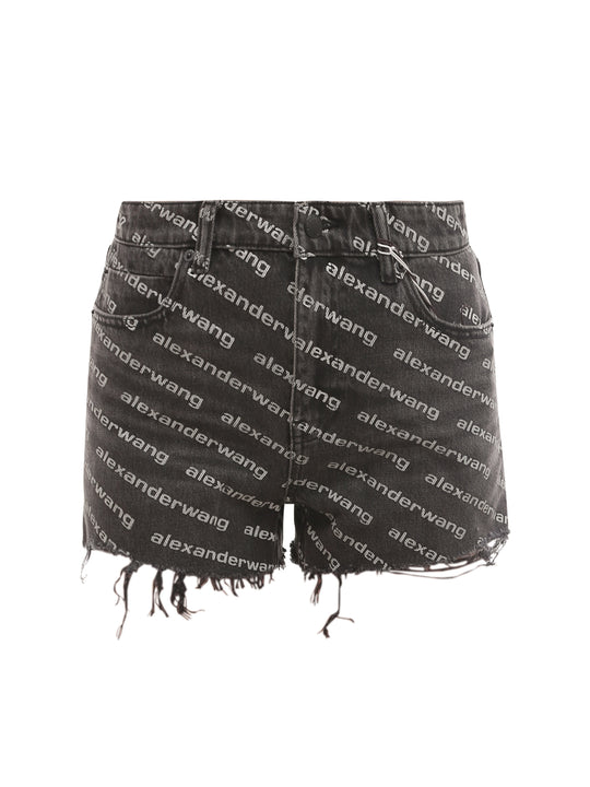 Cotton Shorts With All-Over Logo Print