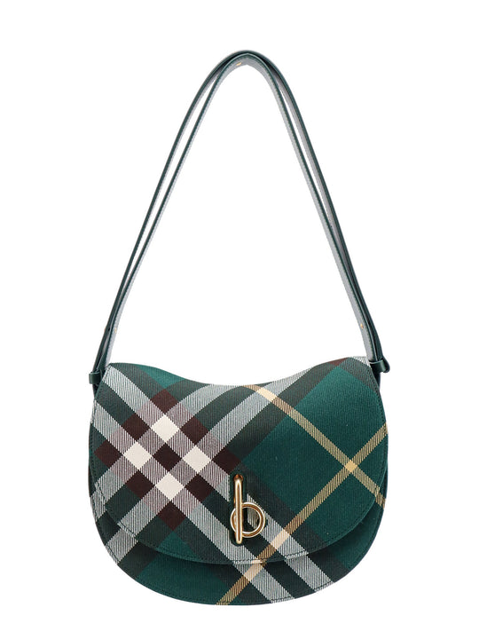 Wool Blend Shoulder Bag With Check Motif