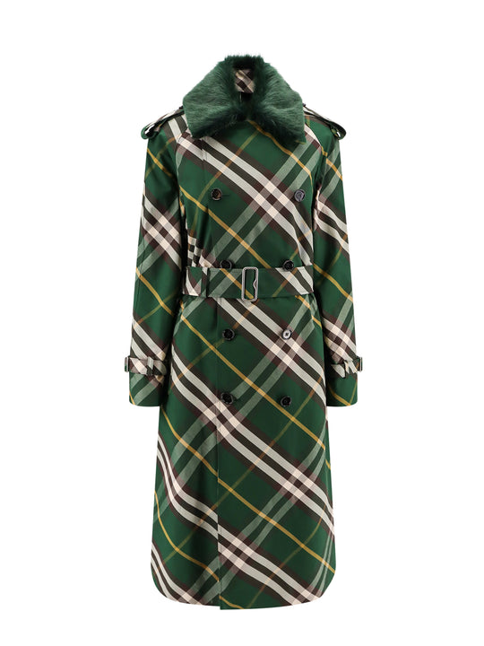 Cotton Trench With Check Motif