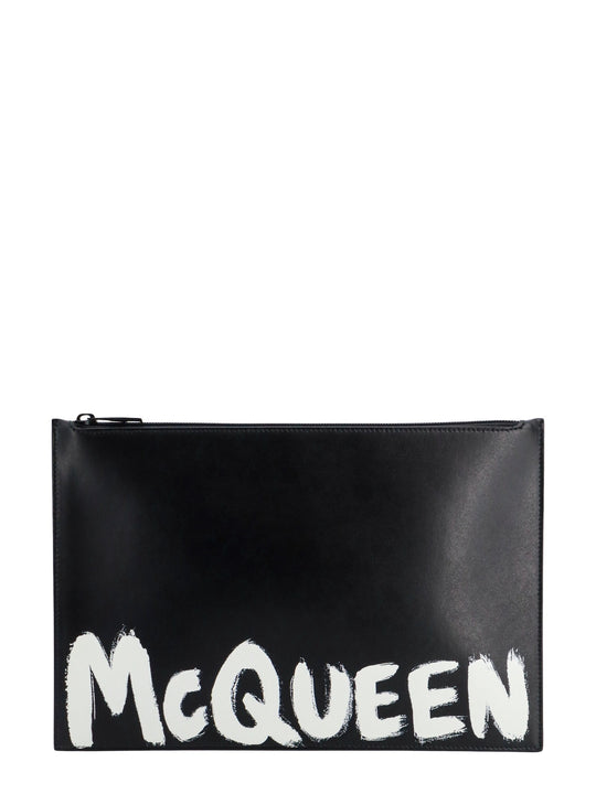 Leather Clutch With Mcqueen Graffiti Logo