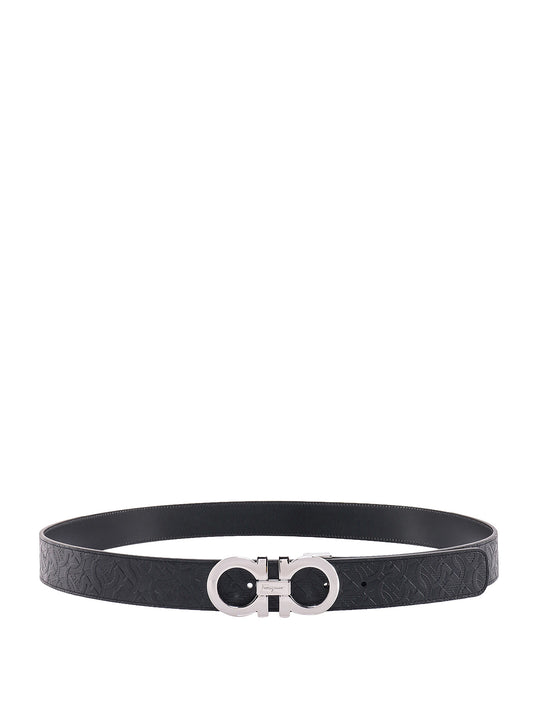 Leather Belt With Iconic Gancini Motif