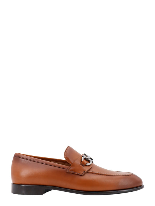 Leather Loafer With Iconic Metal Gancini Logo
