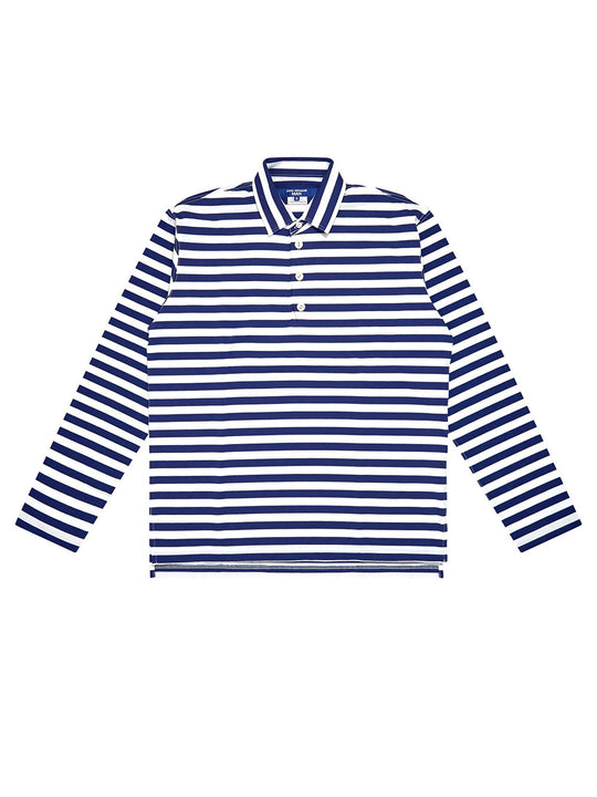 Striped Long-Sleeved Cotton Polo Shirt
