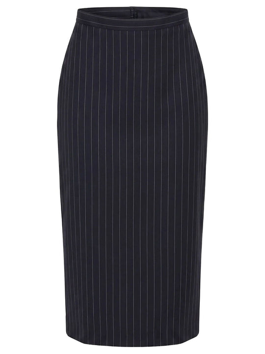 Midi Striped Wool Skirt