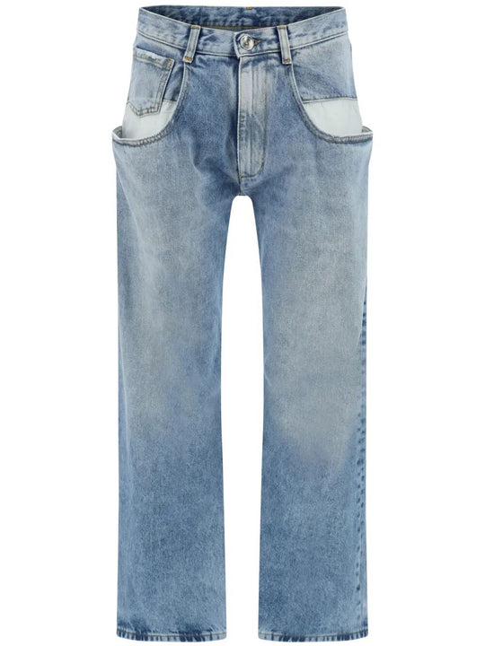 Straight Leg Jeans With Contrasted Pockets