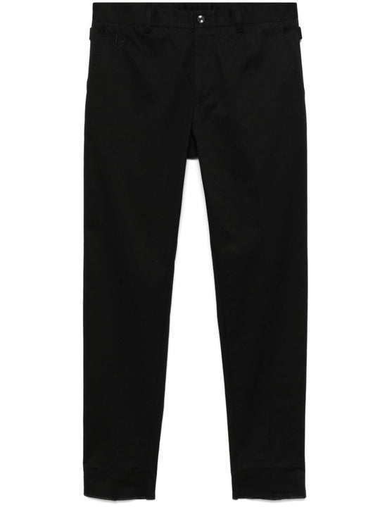 Logo-Embroidered Tapered Leg Cotton Trousers