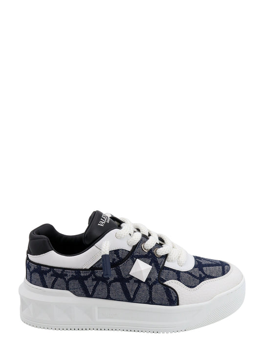 Canvas And Leather Sneakers With Toile Iconographe Motif